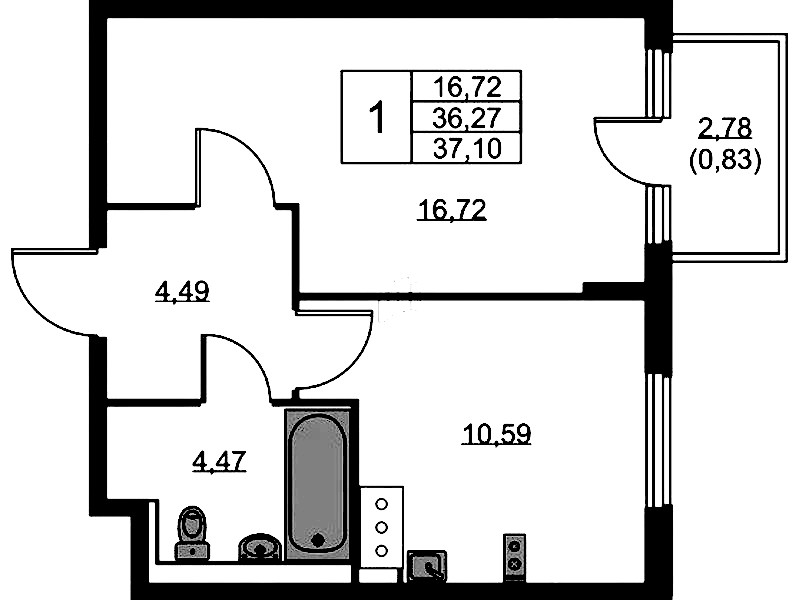 1-комнатная квартира 37.1 м², 5/11 эт., ЖК «Новое Колпино»